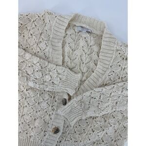 Go Fashion London Small Cream Cardigan Button Front Boho Hippie Chunky Knit